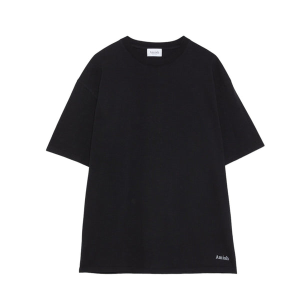 T-shirt Uomo oversize Amish Unisex Micro Logo AMISH Jersey . Washed black nero Francis Concept