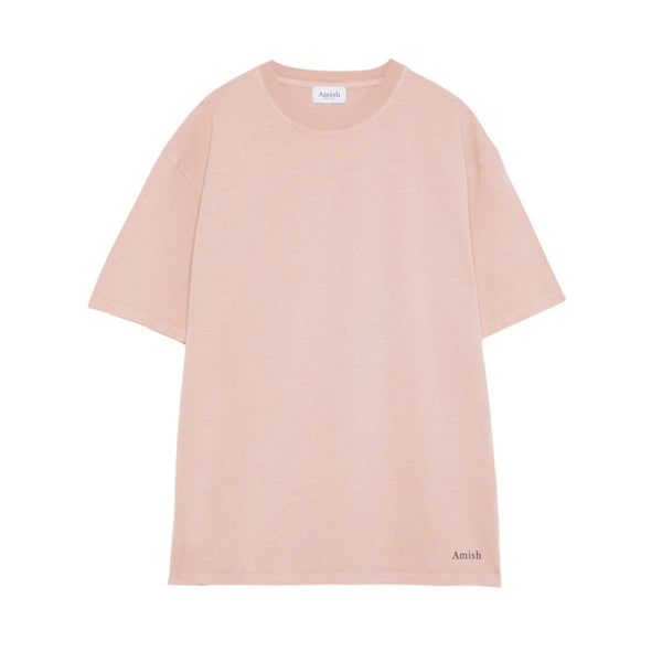 T-shirt Uomo oversize Amish Unisex Micro Logo AMISH Jersey . Grey pink Rosa Francis Concept