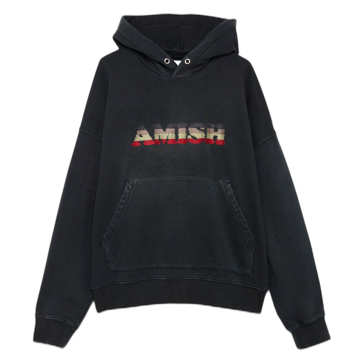 Felpa Amish Hood Sweater Imperfect Embroidery Sun Fade - Washed Black