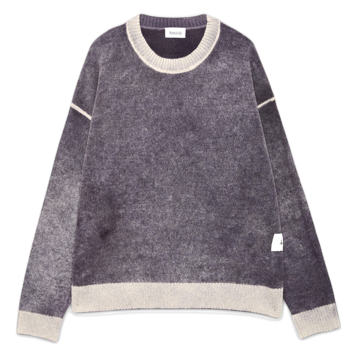 Maglione Amish Crew Neck Wool Printed - Natural Charcoal