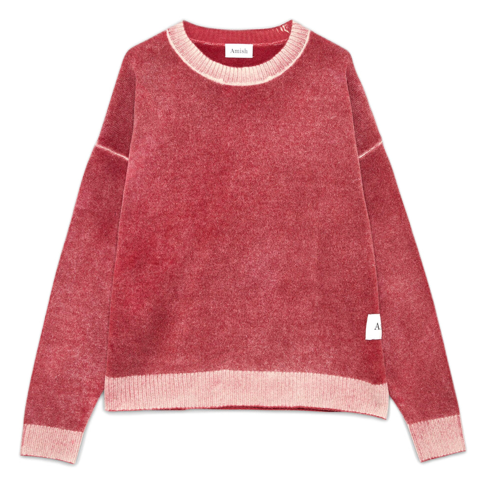 Maglione Amish Crew Neck Wool Printed - Natural Burgundy