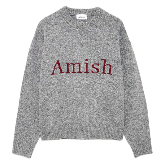 Maglione Amish Crew Neck Muline - Grey Melange