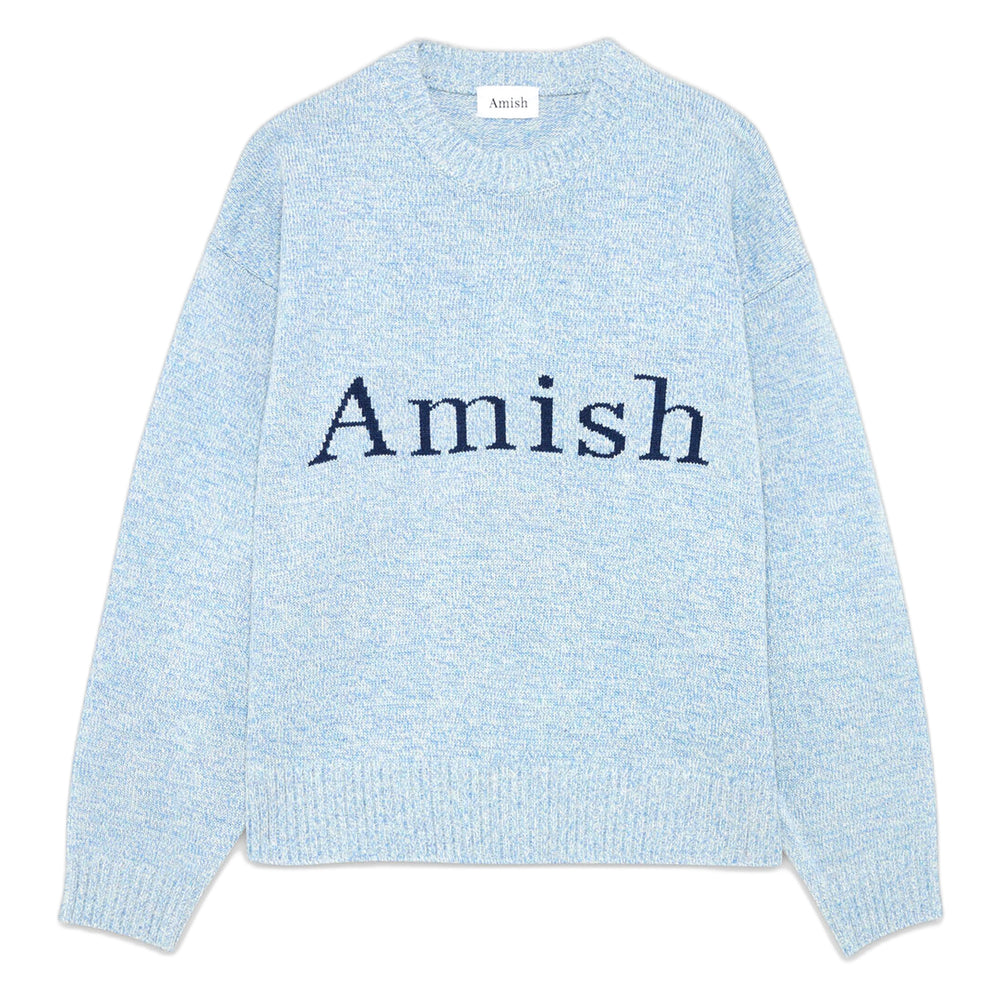 Maglione Amish Crew Neck Muline - Dusty Blue