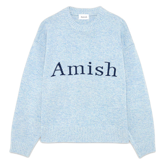 Maglione Amish Crew Neck Muline - Dusty Blue