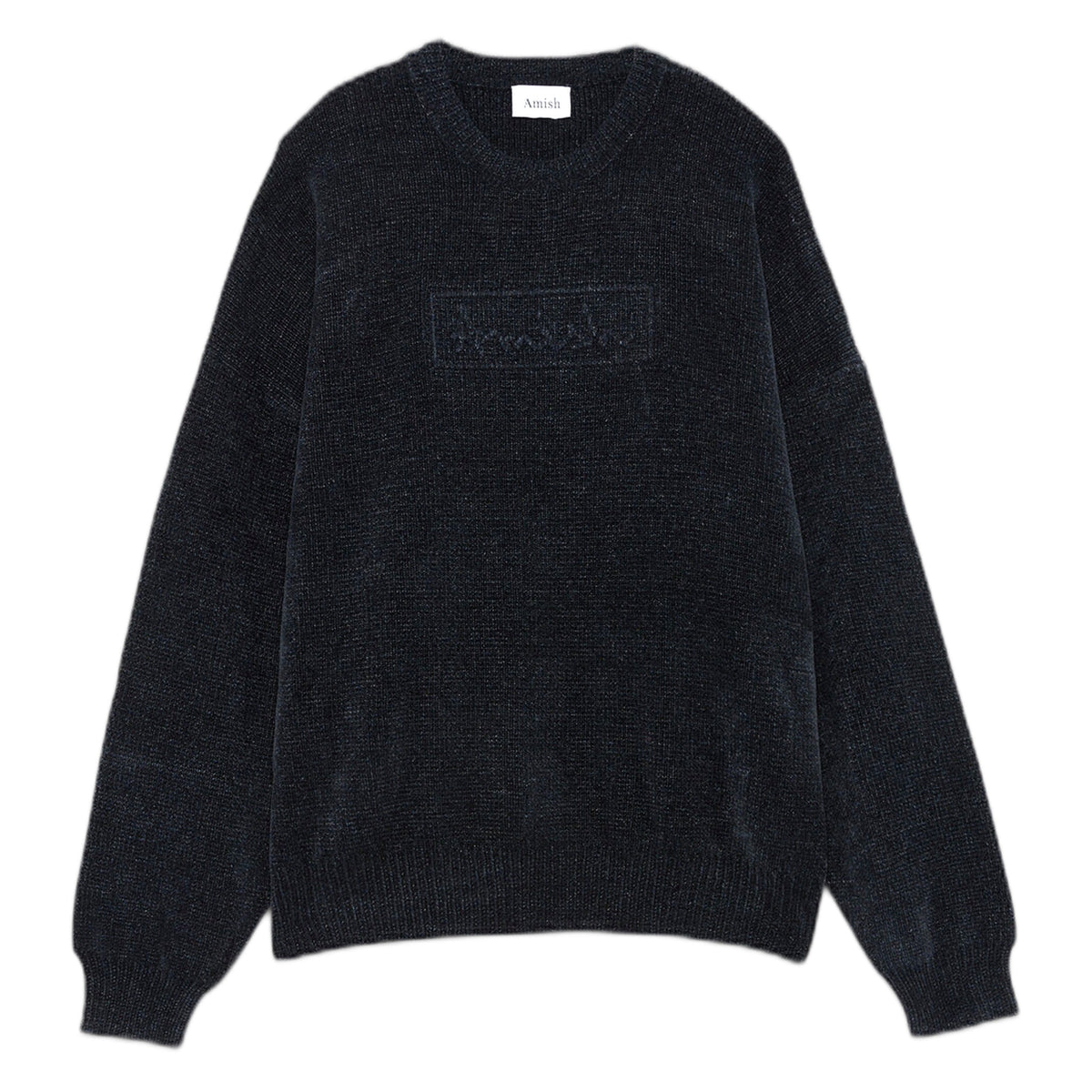 Maglione Amish Crew Neck Embossed Chenille - Blue Navy