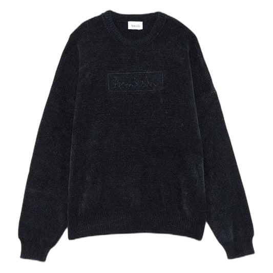 Maglione Amish Crew Neck Embossed Chenille - Blue Navy