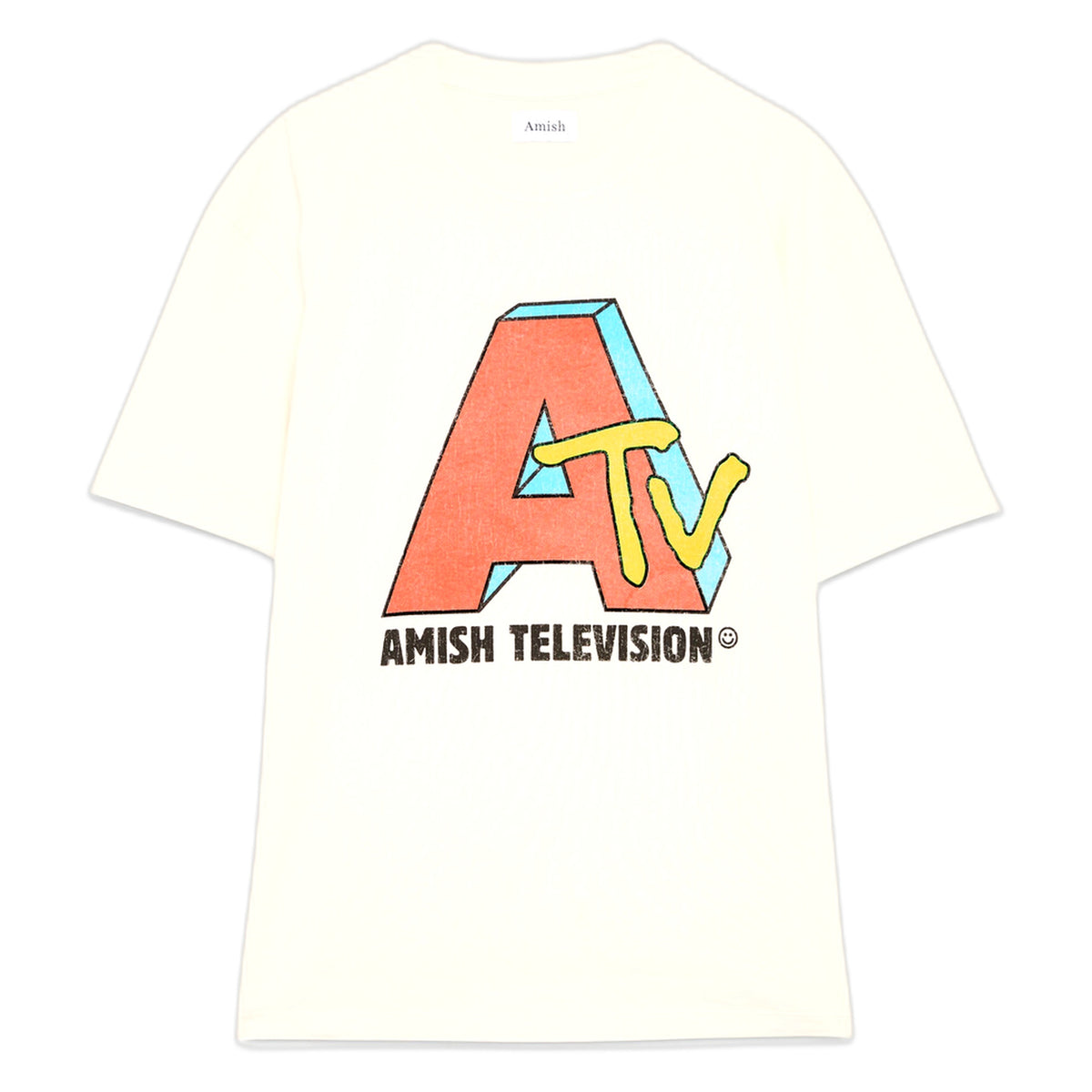 T-Shirt Amish Television - Stone Washed Ecru