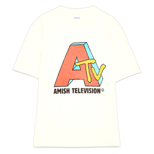 T-Shirt Amish Television - Stone Washed Ecru