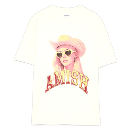 T-Shirt Amish Jersey Sunglass - Stone Washed Ecru