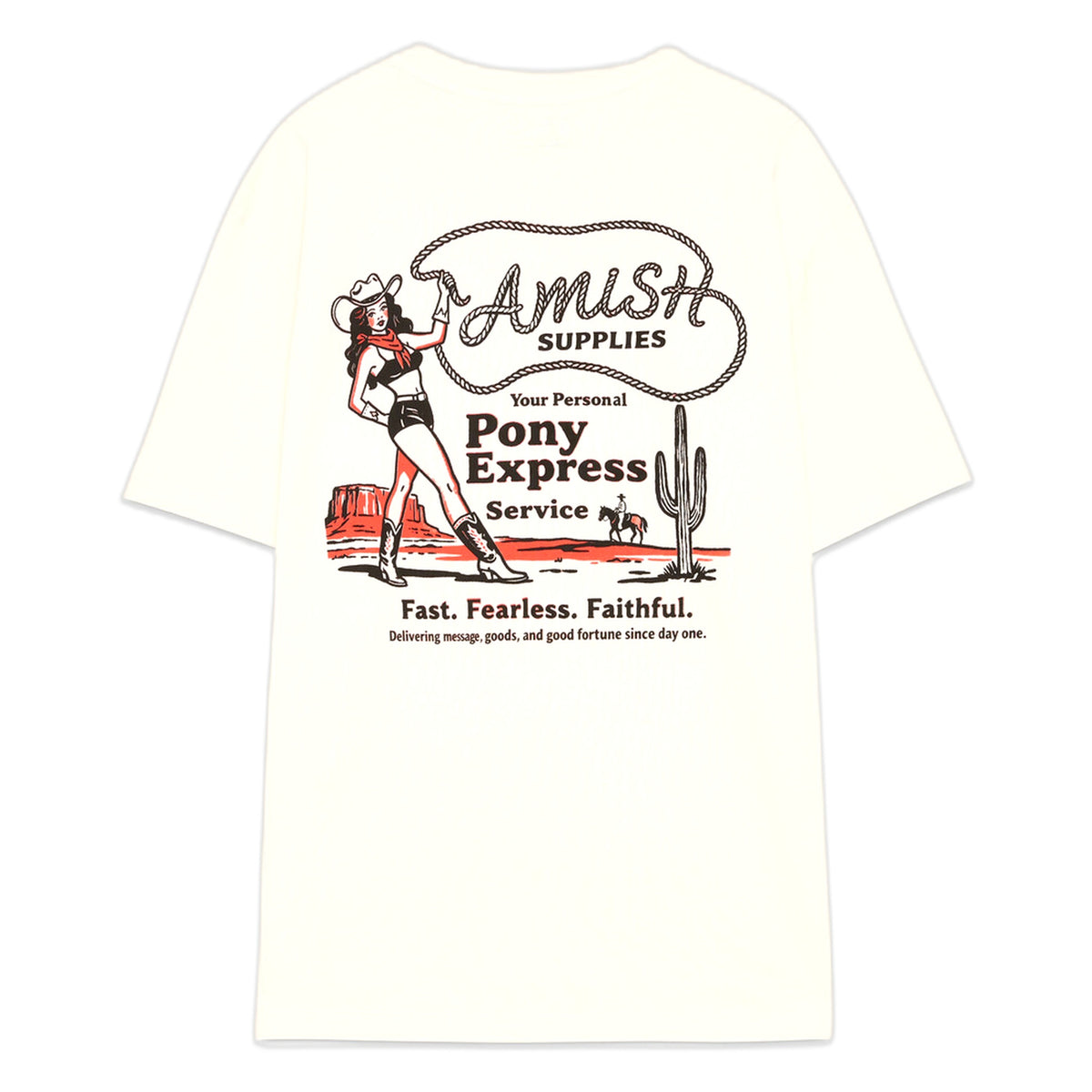 T-Shirt Amish Jersey Cowgirl - Stone Washed Ecru