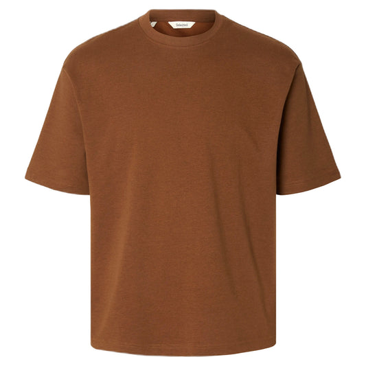 T-Shirt Selected Homme Loose Oscar SS O-Neck Tee - Toffee Melange