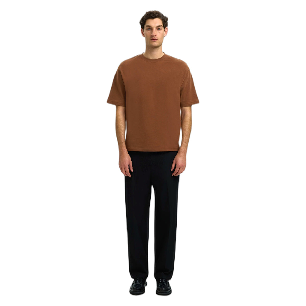 T-Shirt Selected Homme Loose Oscar SS O-Neck Tee - Toffee Melange