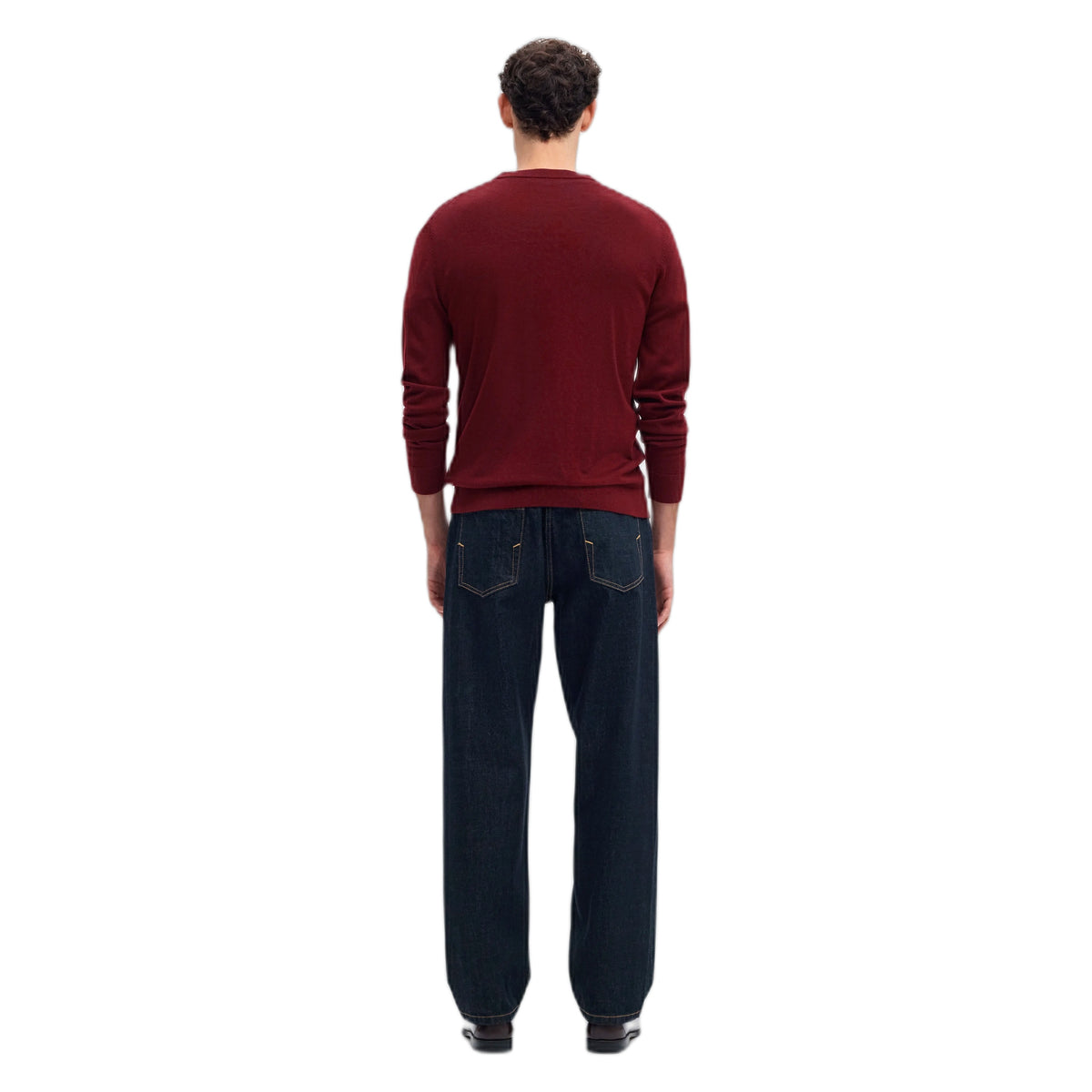 Maglione Selected Homme Tray LS Knit Reg Merino Crew Neck - Tawny Port