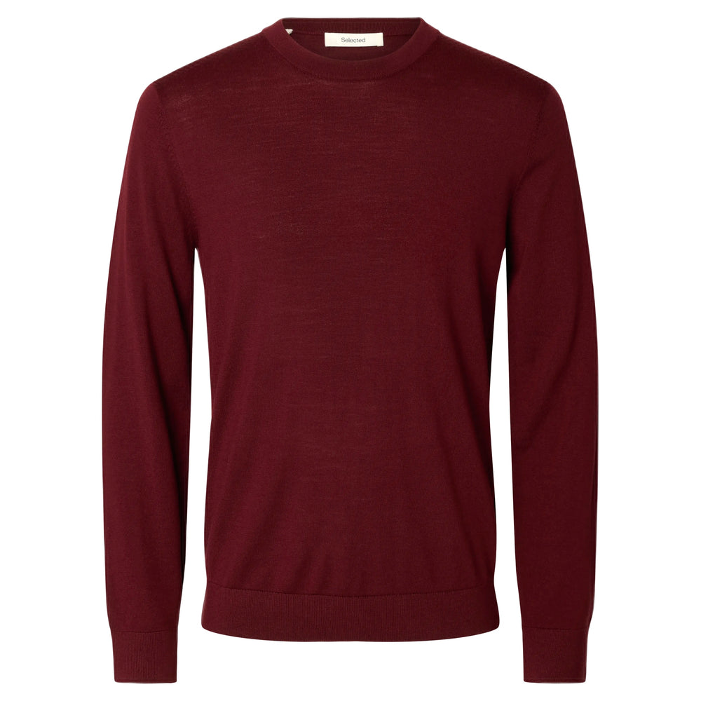 Maglione Selected Homme Tray LS Knit Reg Merino Crew Neck - Tawny Port