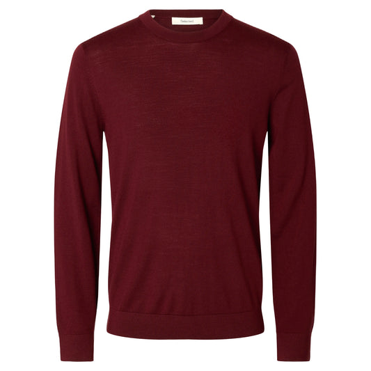 Maglione Selected Homme Tray LS Knit Reg Merino Crew Neck - Tawny Port
