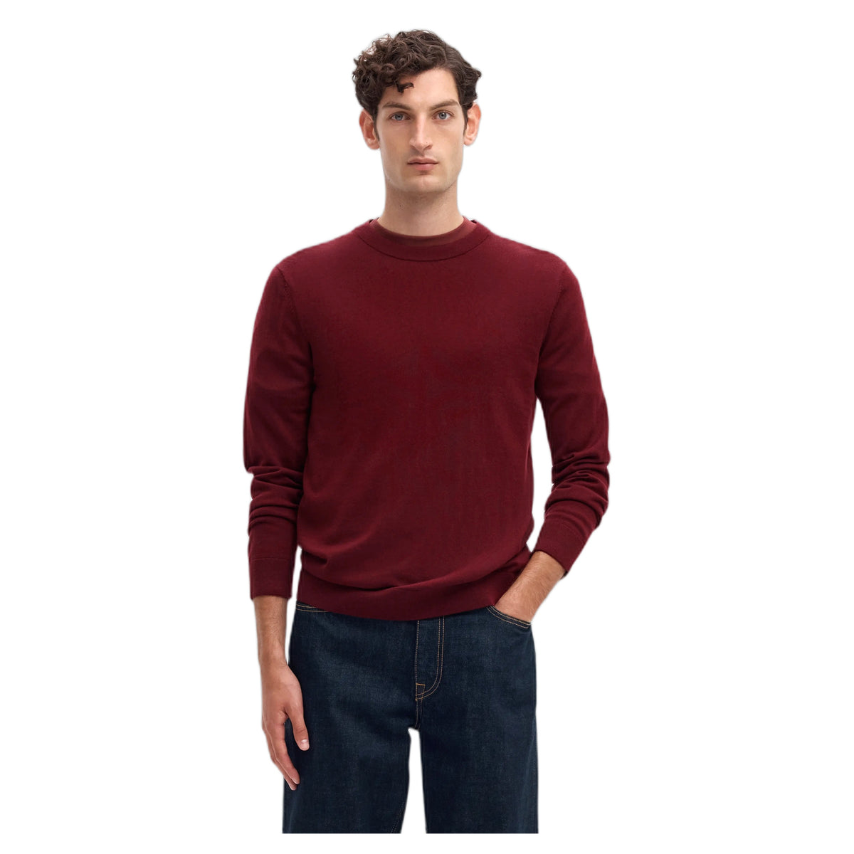 Maglione Selected Homme Tray LS Knit Reg Merino Crew Neck - Tawny Port