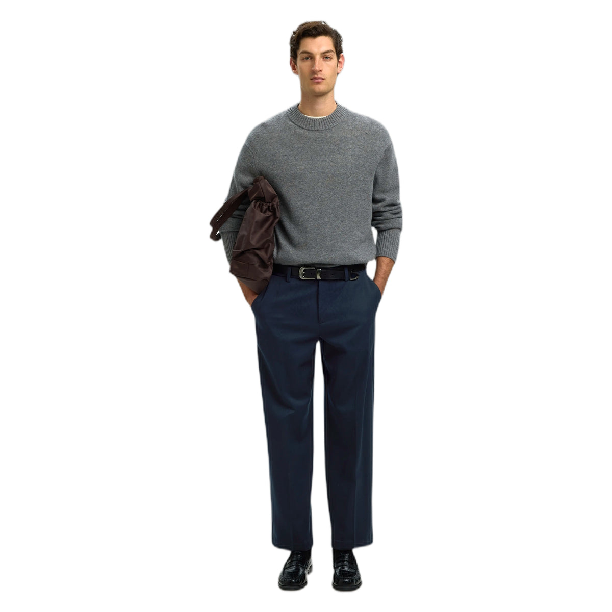 Pantalone Selected Homme Loose Luke Wool Blend Pant - Sky Captain