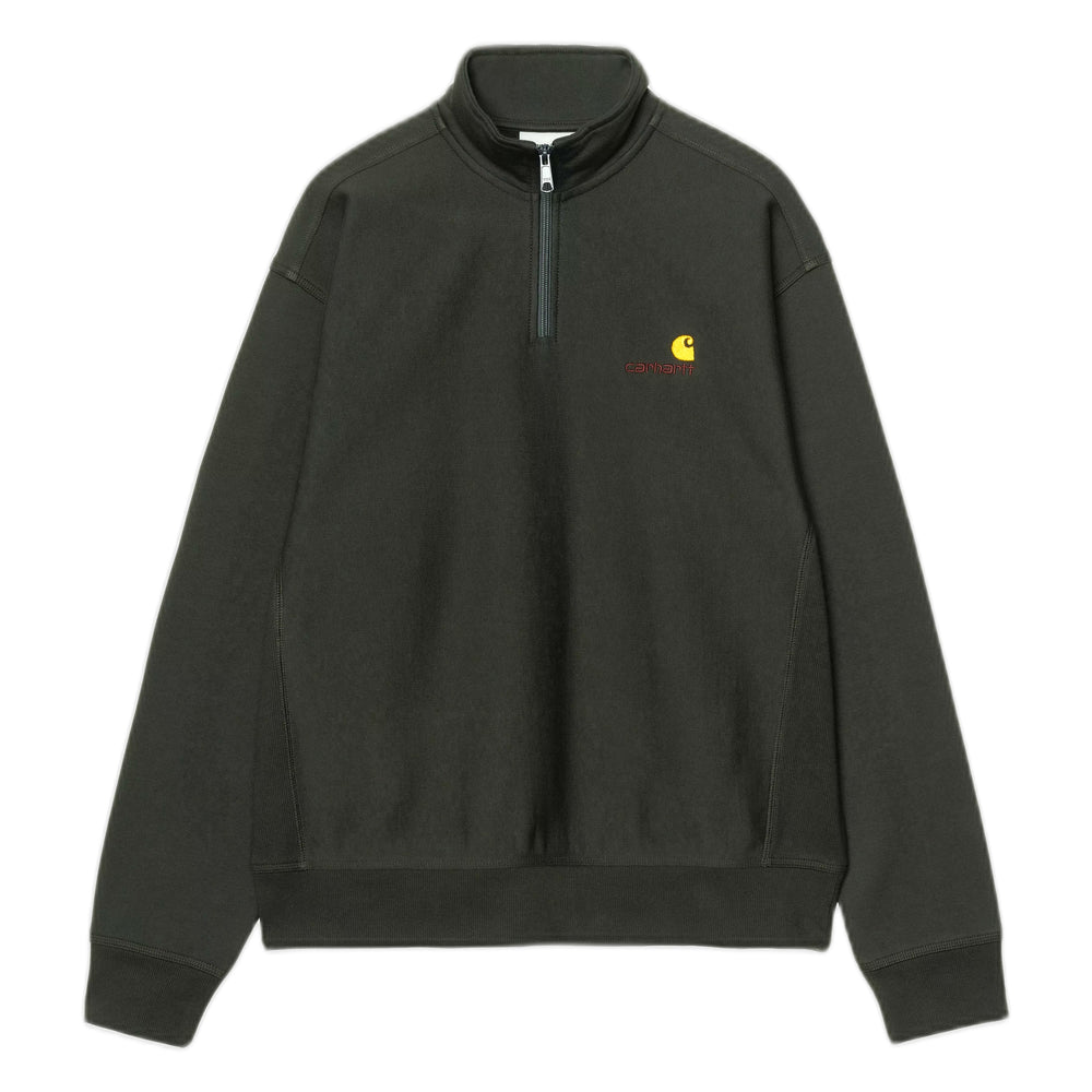 Felpa Carhartt Wip Half Zip American Script Sweatshirt - Raven