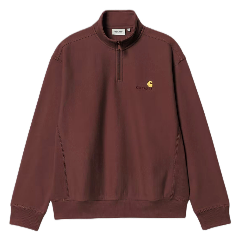 Felpa Carhartt Wip Half Zip American Script Sweatshirt - Amarone