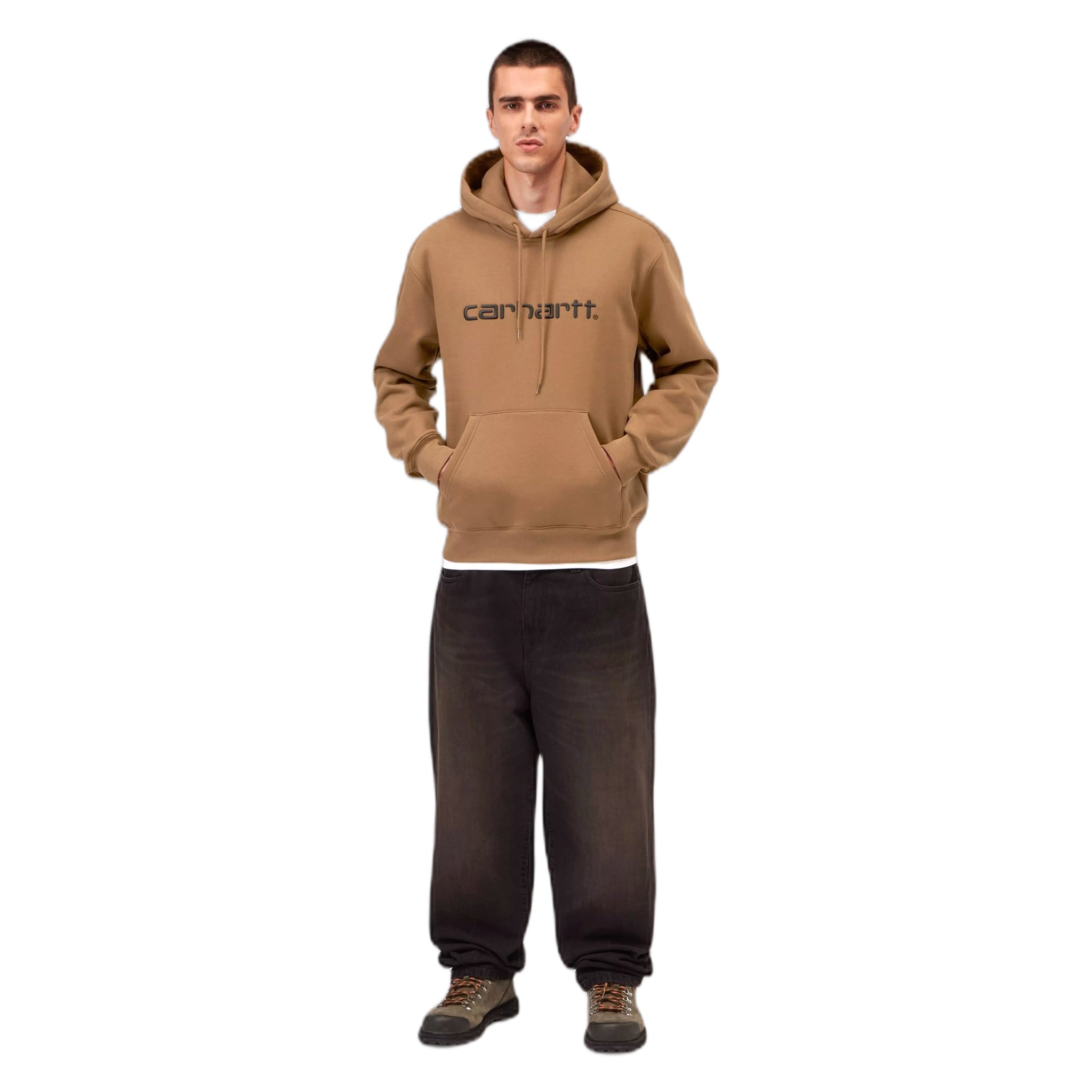 Felpa Carhartt Wip Hooded Carhartt Sweatshirt - WIP H Brown / Black