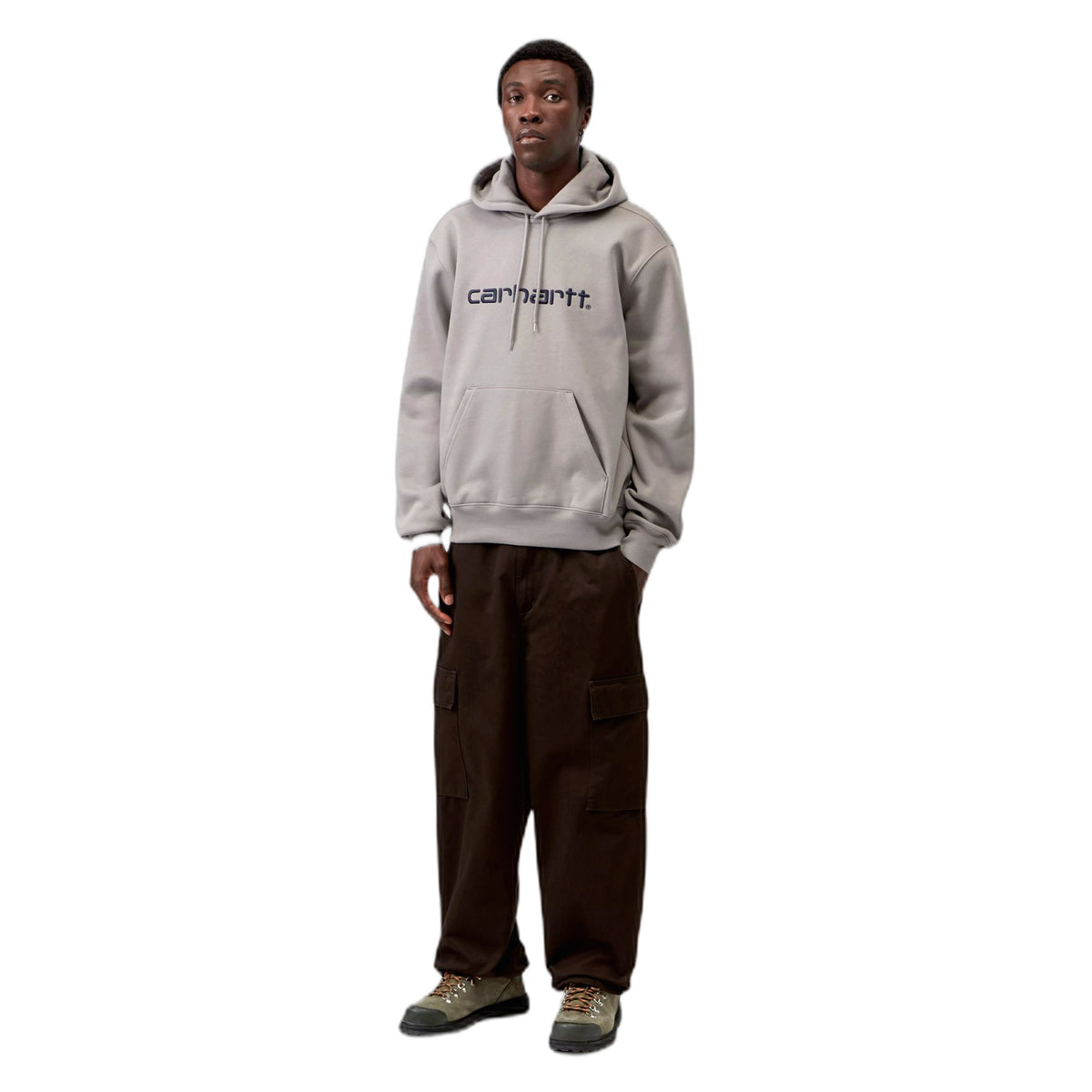 Felpa Carharrtt Wip Hooded Carhartt Sweatshirt - Shady Grey / Dark Navy