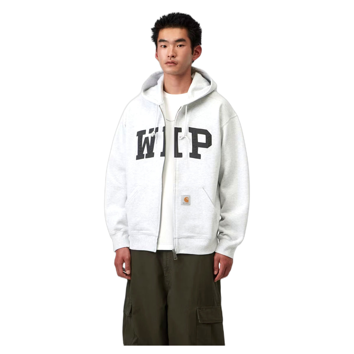 Felpa Carhartt Wip Hooded WIP Sweat Jacket - Ash Heather Stone Washed