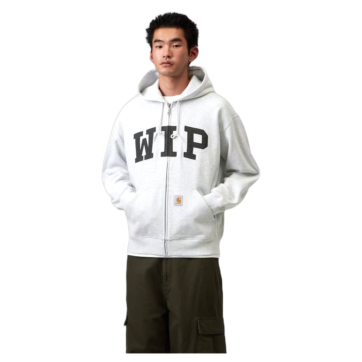 Felpa Carhartt Wip Hooded WIP Sweat Jacket - Ash Heather Stone Washed