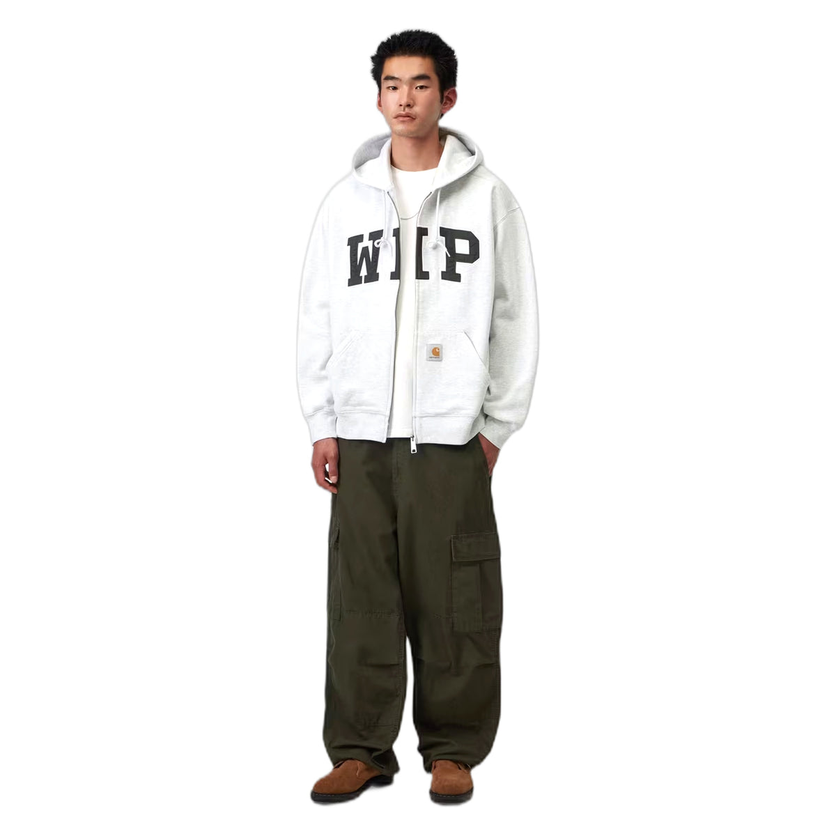 Felpa Carhartt Wip Hooded WIP Sweat Jacket - Ash Heather Stone Washed
