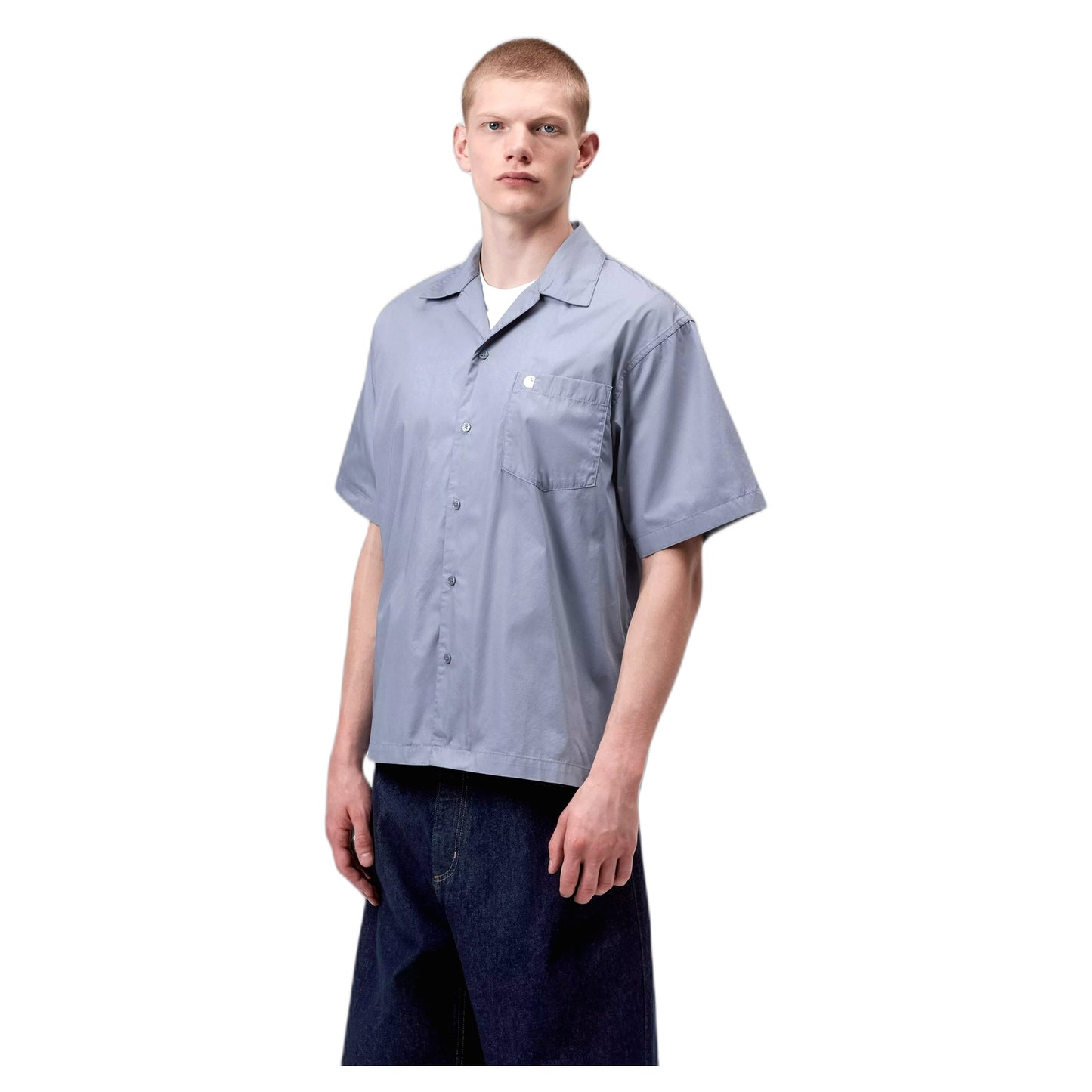Camicia Carhartt Wip S/S Kendry Shirt -Shady Blue / White