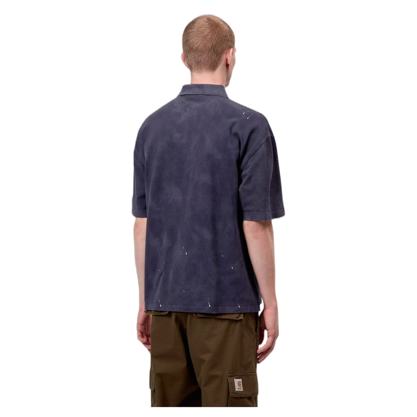 Polo Carhartt Wip S/S Painter Polo -Dark Navy destroy wash, splatter