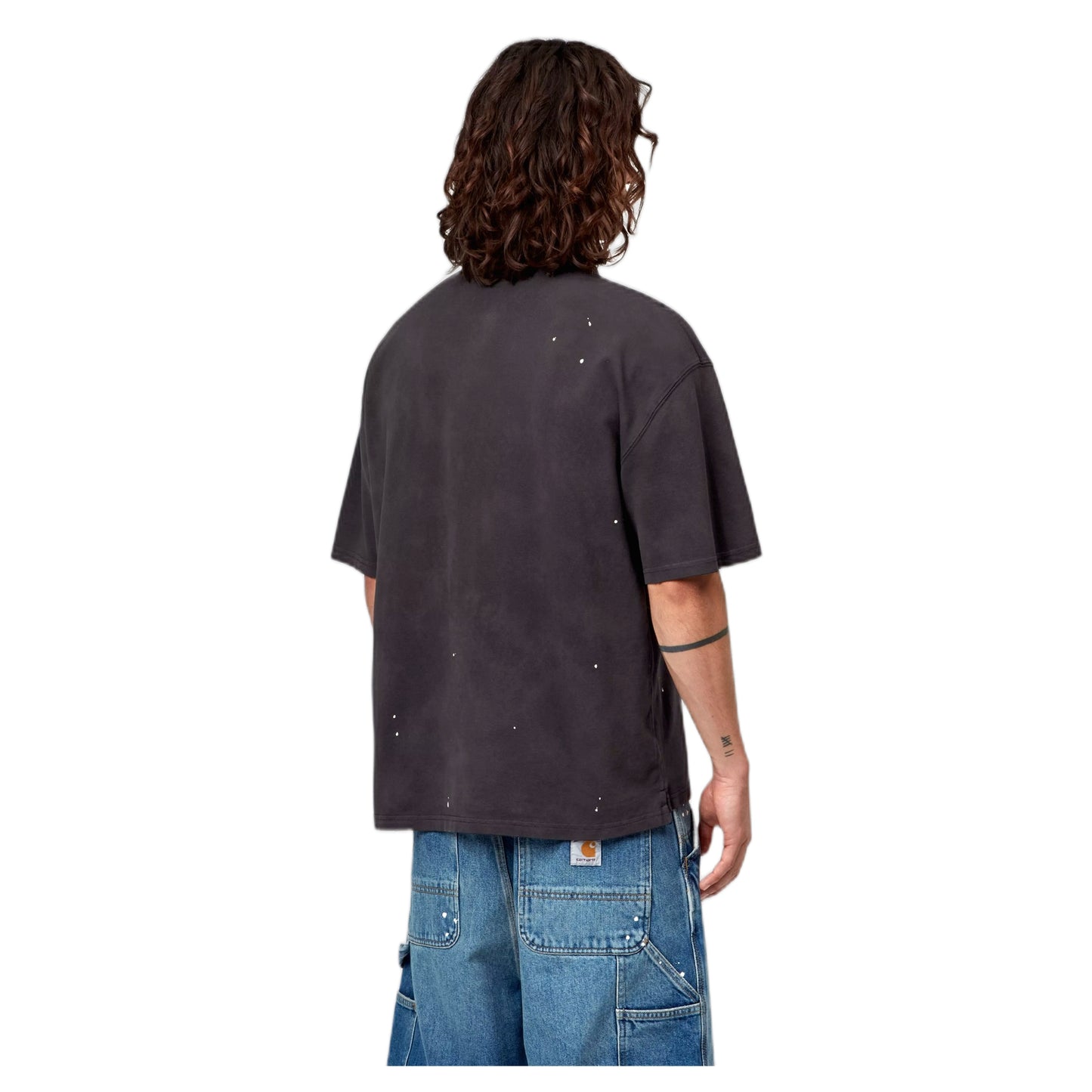 Polo Carhartt Wip S/S Painter Polo -Black destroy wash, splatter