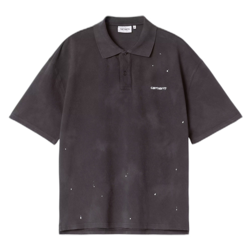 Polo Carhartt Wip S/S Painter Polo -Black destroy wash, splatter