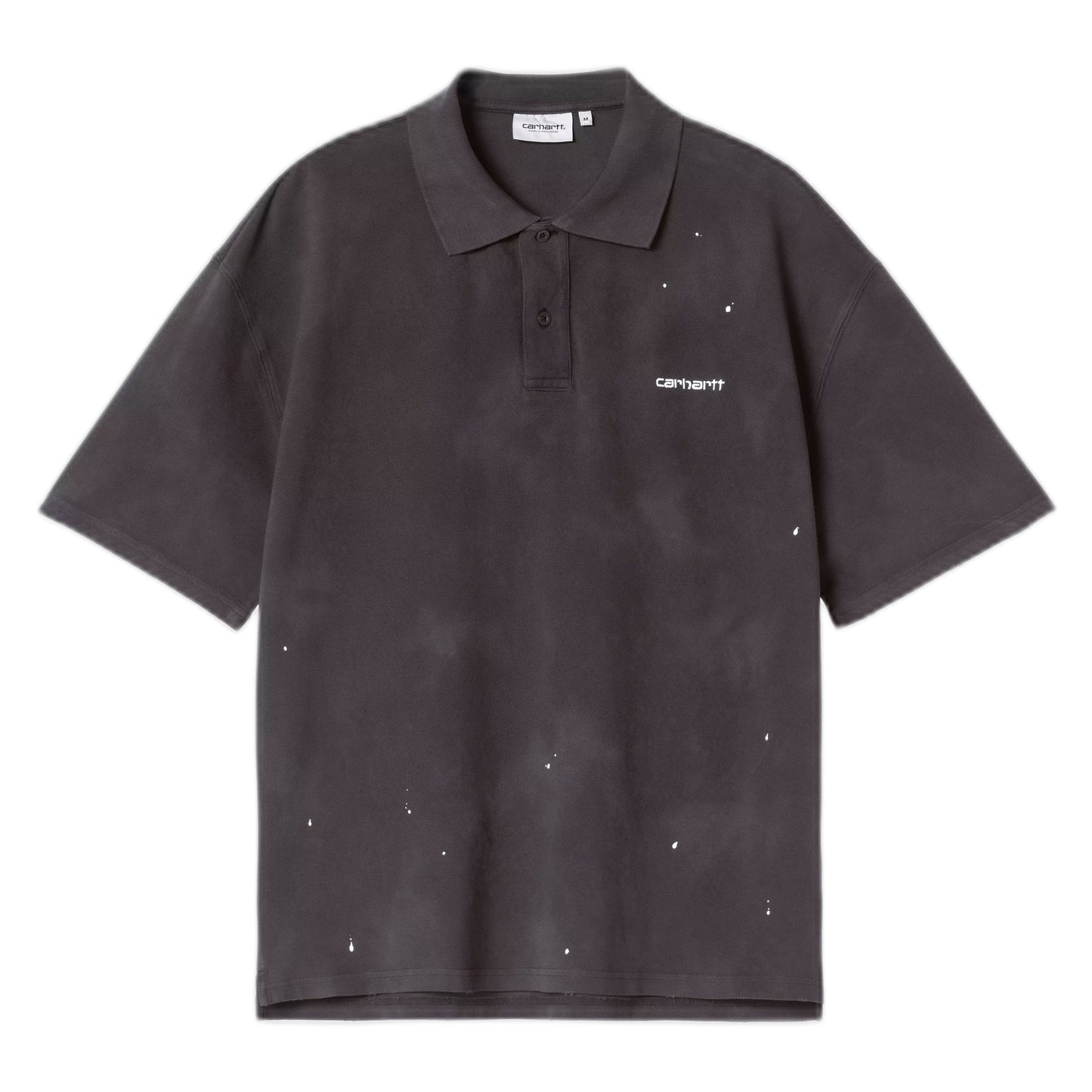 Polo Carhartt Wip S/S Painter Polo -Black destroy wash, splatter