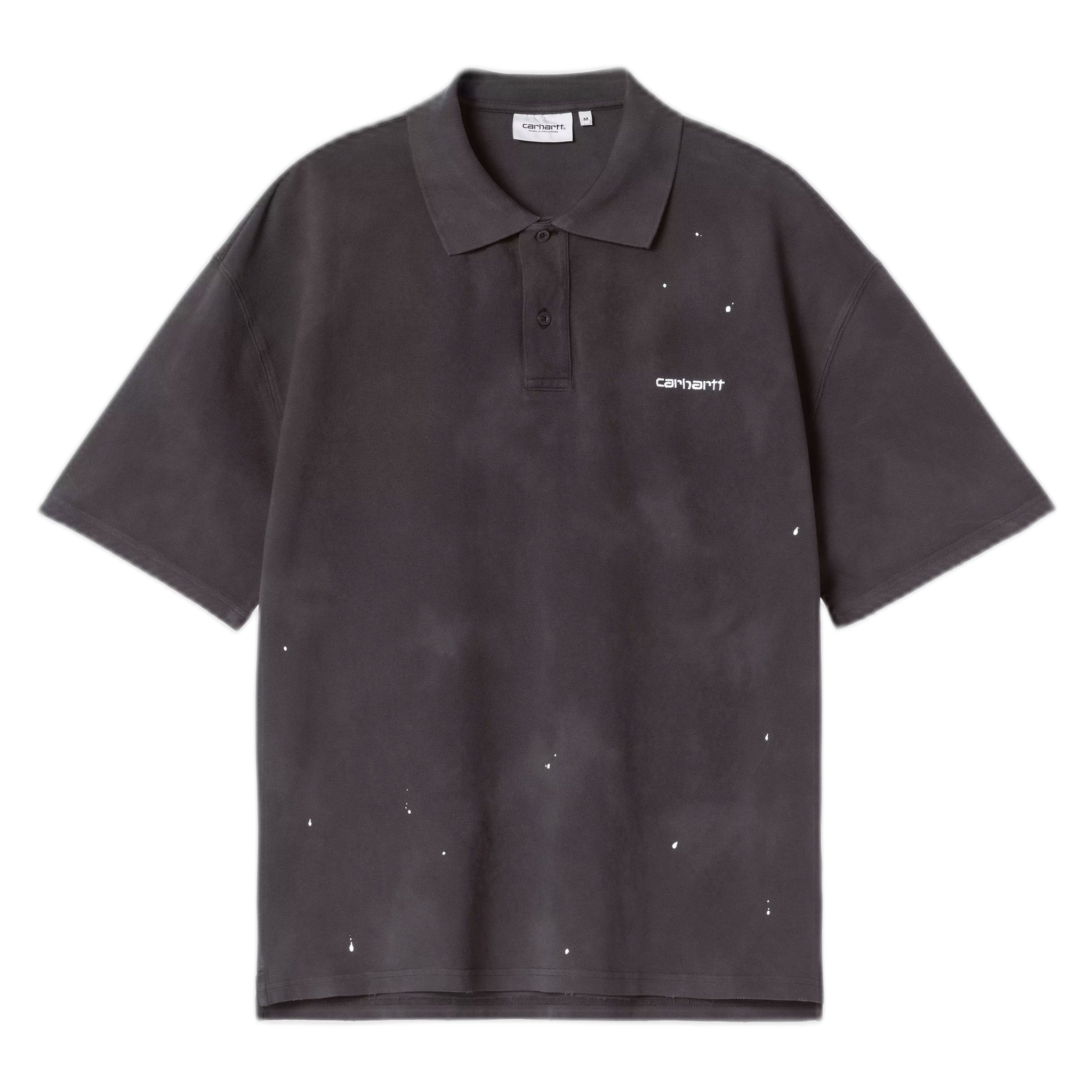 Polo Carhartt Wip S/S Painter Polo -Black destroy wash, splatter