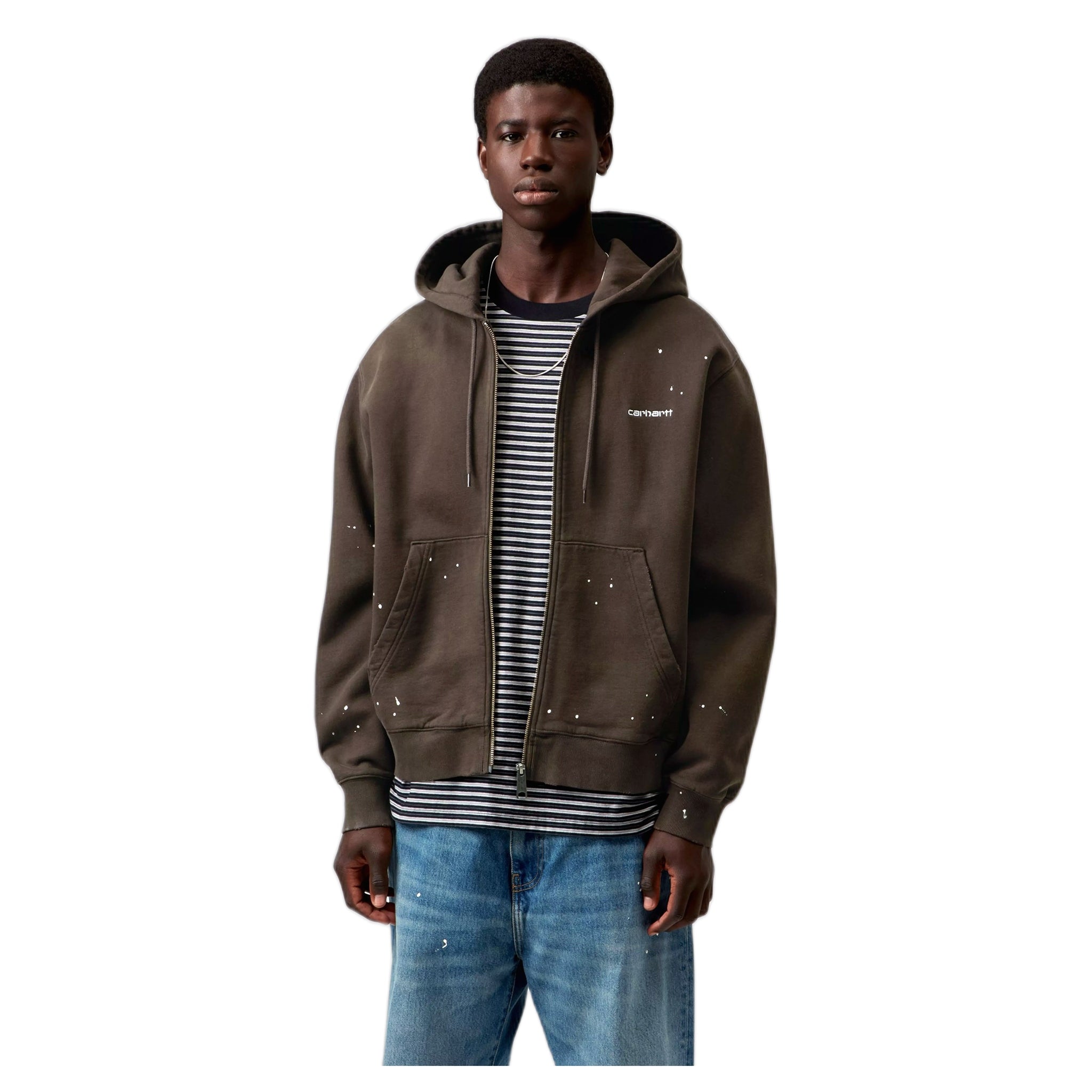 Felpa Carhartt Wip Hooded Painter Jacket  - Tobacco destroy wash, splatter