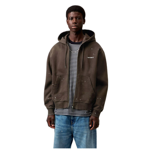 Felpa Carhartt Wip Hooded Painter Jacket  - Tobacco destroy wash, splatter