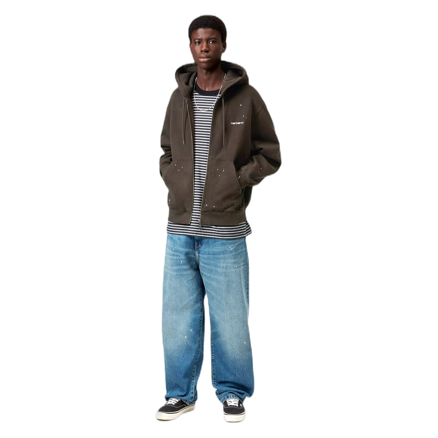 Felpa Carhartt Wip Hooded Painter Jacket  - Tobacco destroy wash, splatter