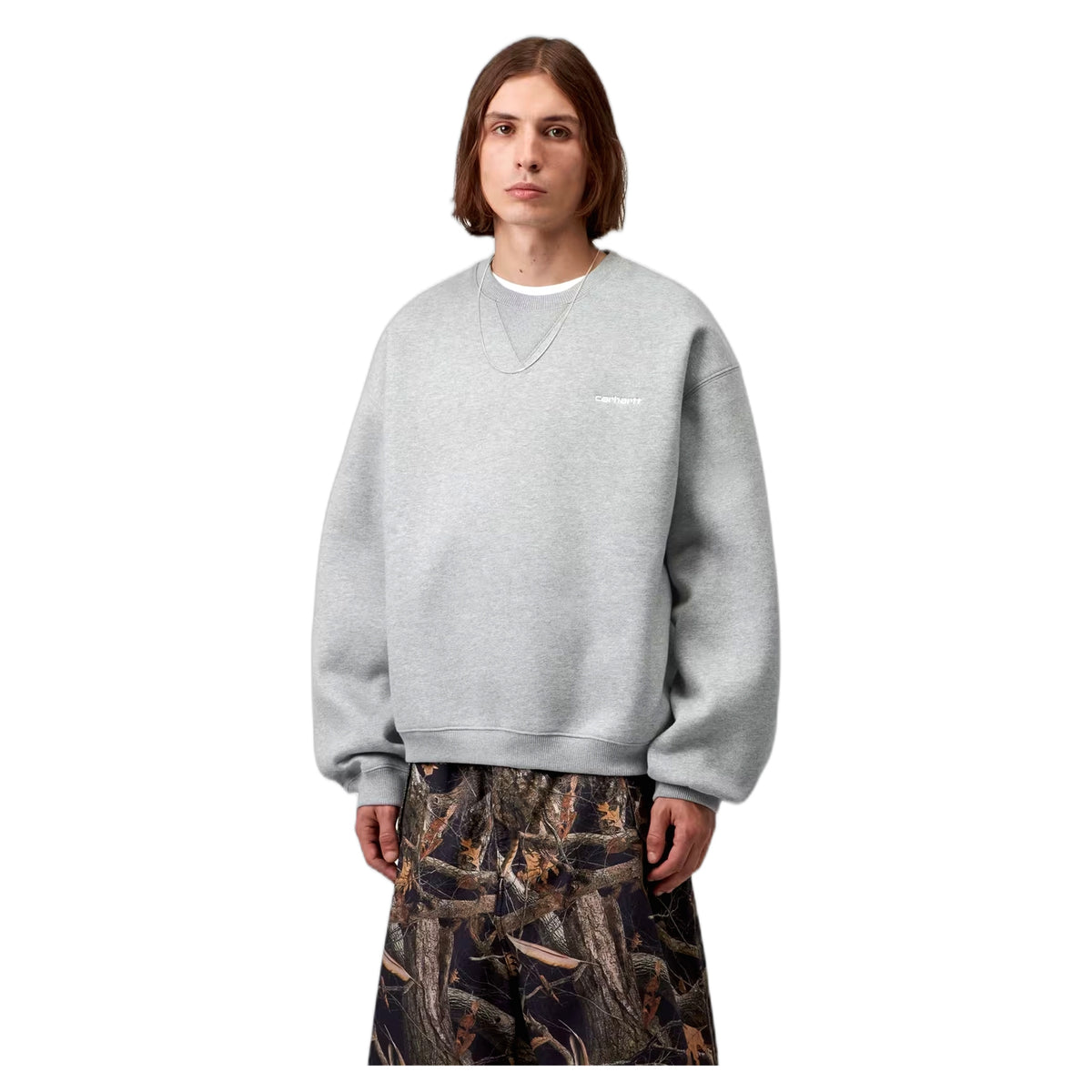 Felpa Carhartt Wip Ebbert Sweat - Grey Heather / White