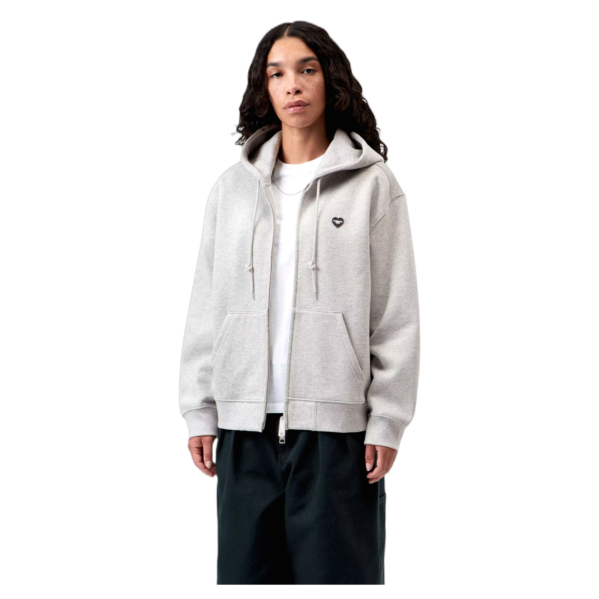 Felpa Carhartt Wip W' HD Small Heart Patch Jacket - Grey Heather/ Black