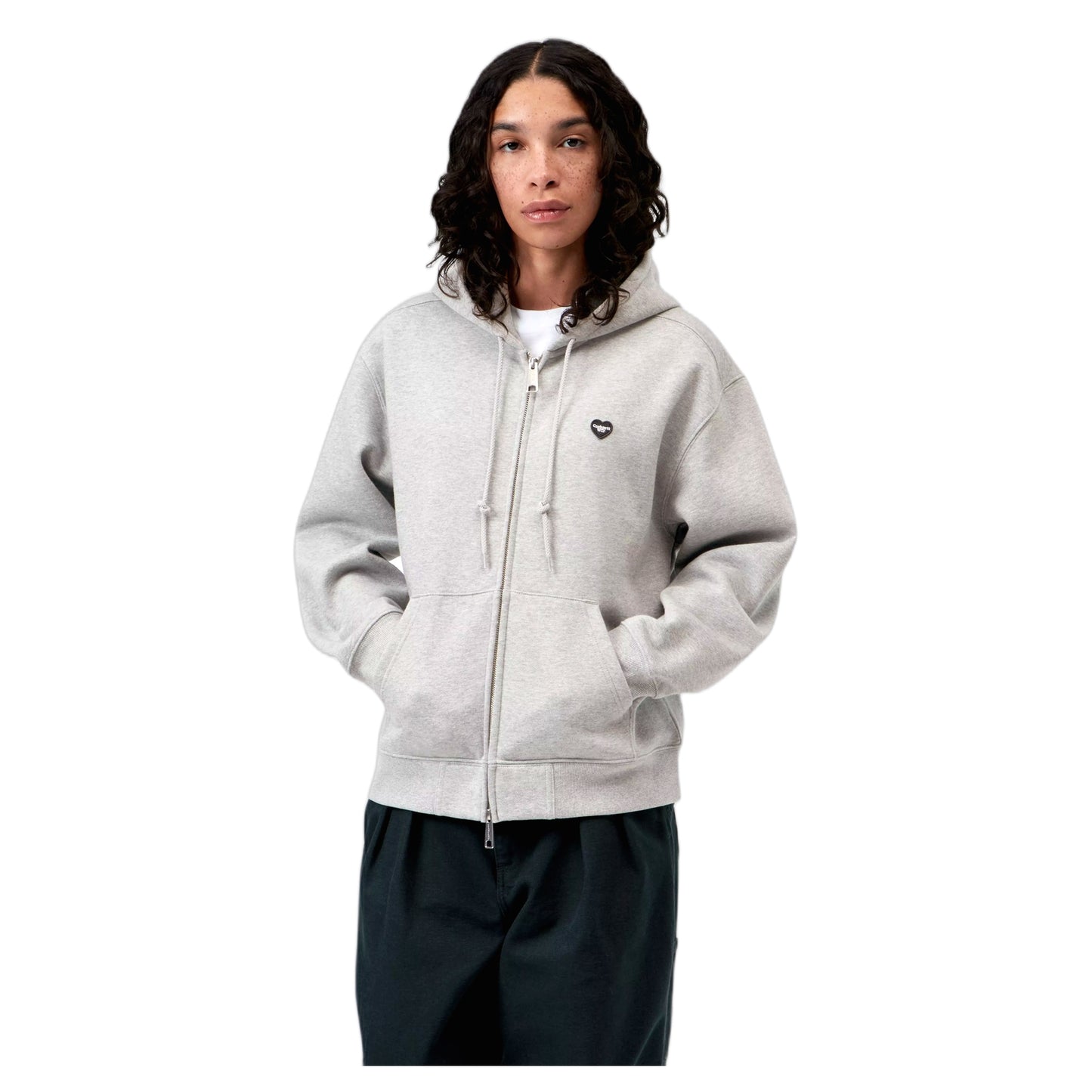 Felpa Carhartt Wip W' HD Small Heart Patch Jacket - Grey Heather/ Black