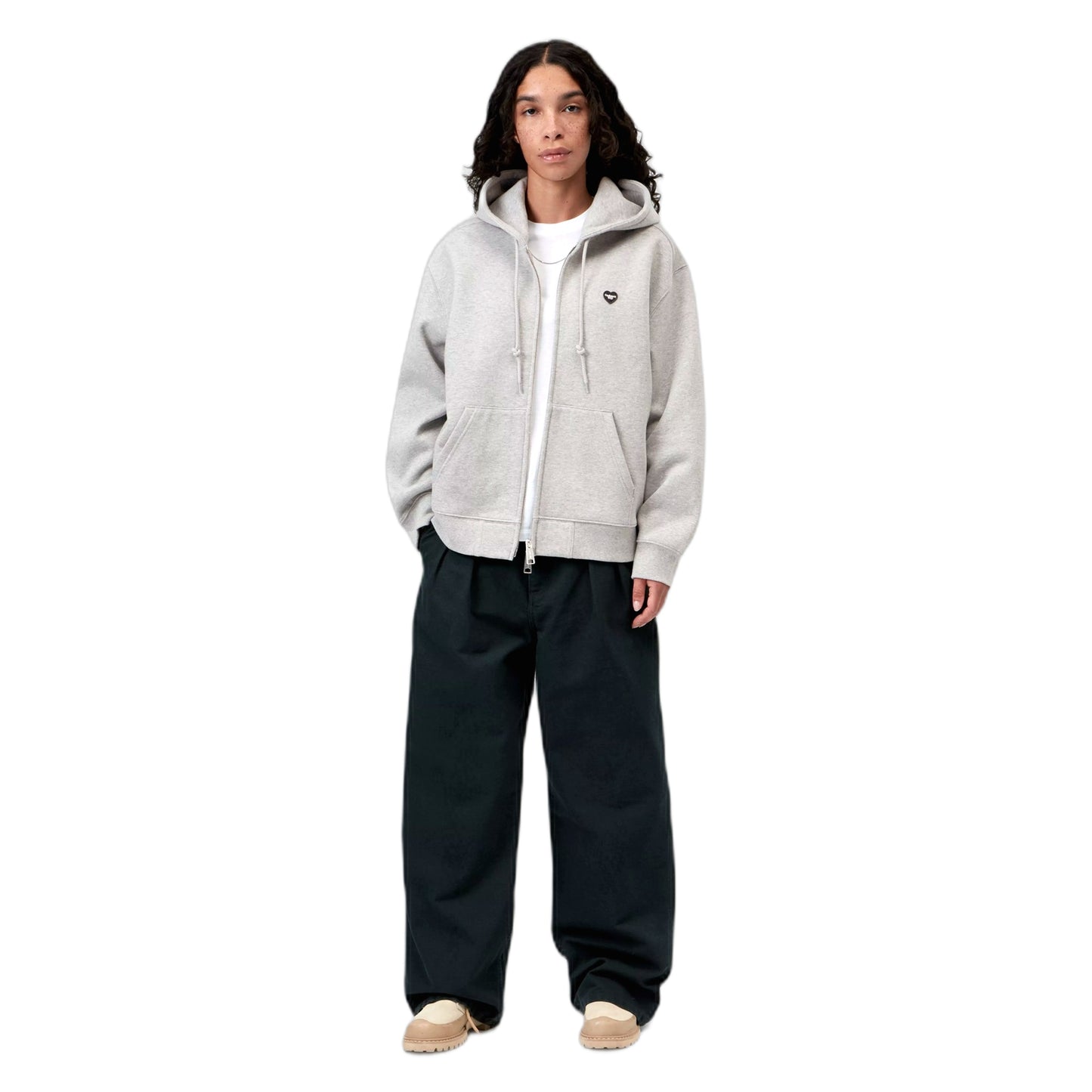 Felpa Carhartt Wip W' HD Small Heart Patch Jacket - Grey Heather/ Black