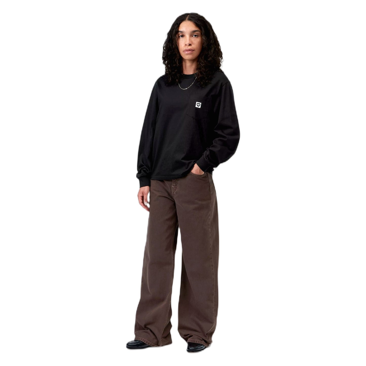 Long Sleeve Carhartt Wip W' L/S Pocket Small Heart T-Shirt - Black / Black