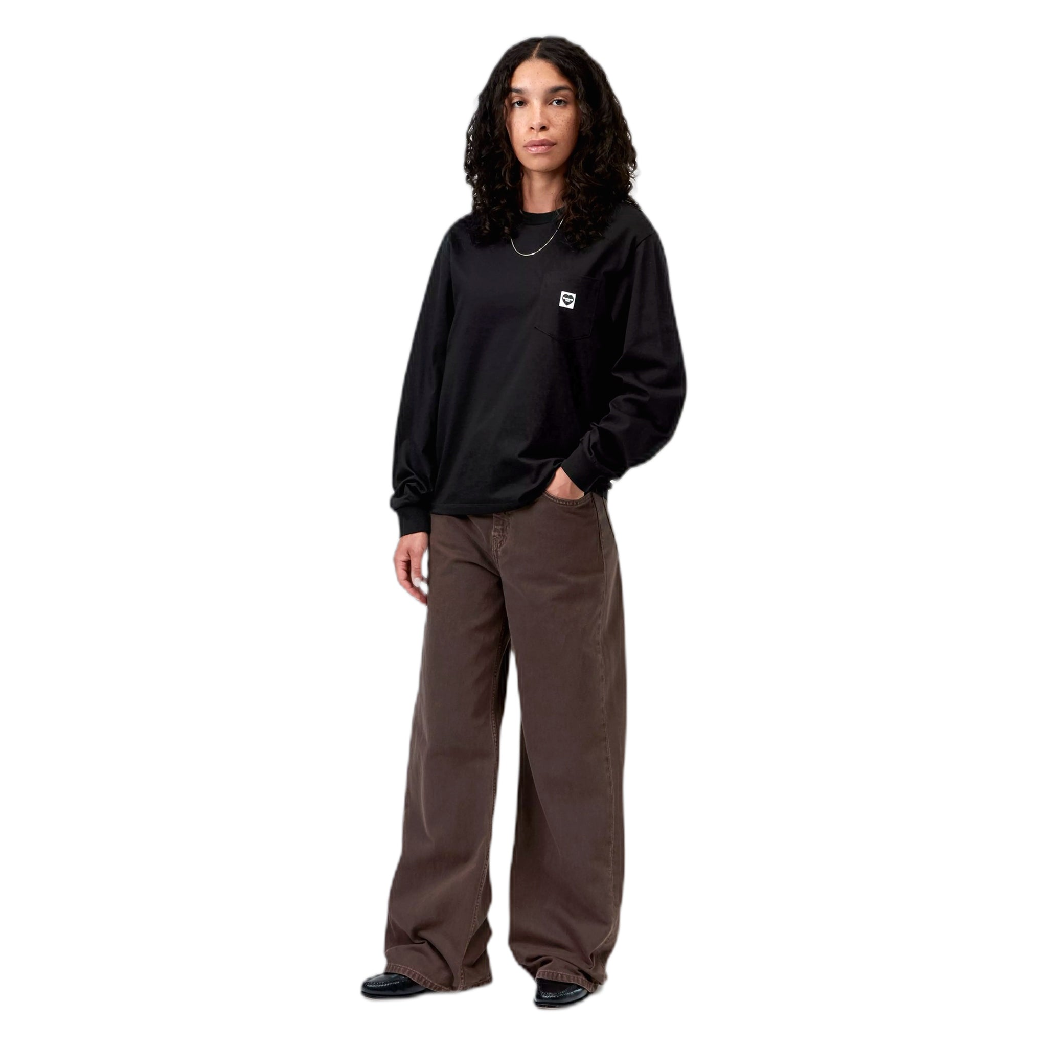 Long Sleeve Carhartt Wip W' L/S Pocket Small Heart T-Shirt - Black / Black