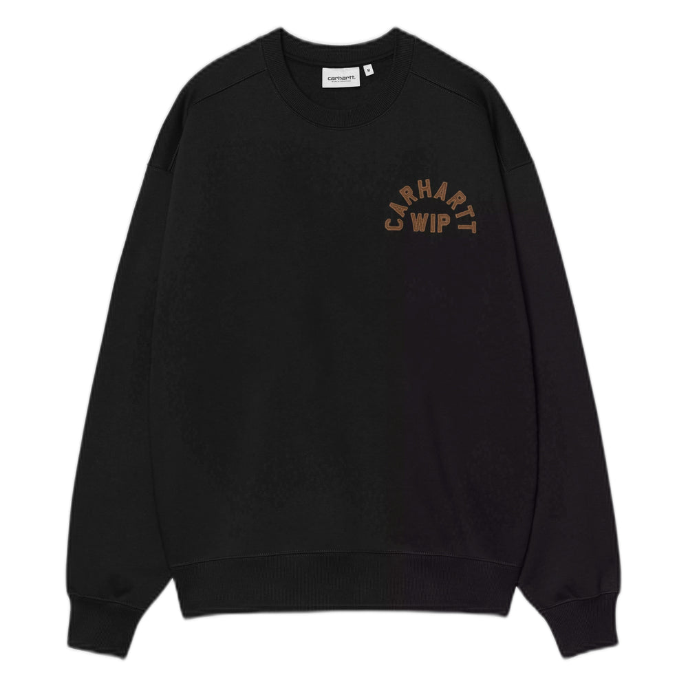 Felpa Carhartt Wip Arch Script Sweat - Black / Hamilton Brown Stone Washed