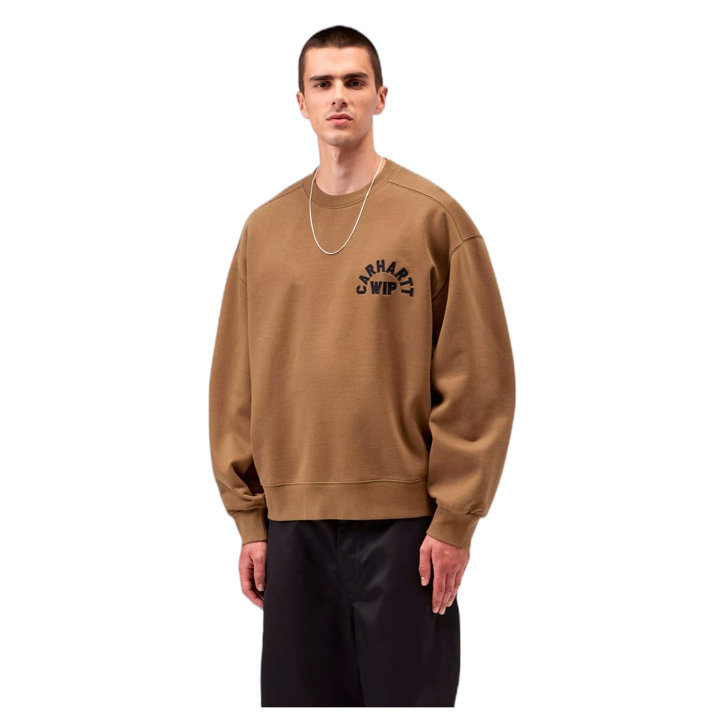 Felpa Carhartt Wip Arch Script Sweat - WIP H Brown / Black Stone Washed