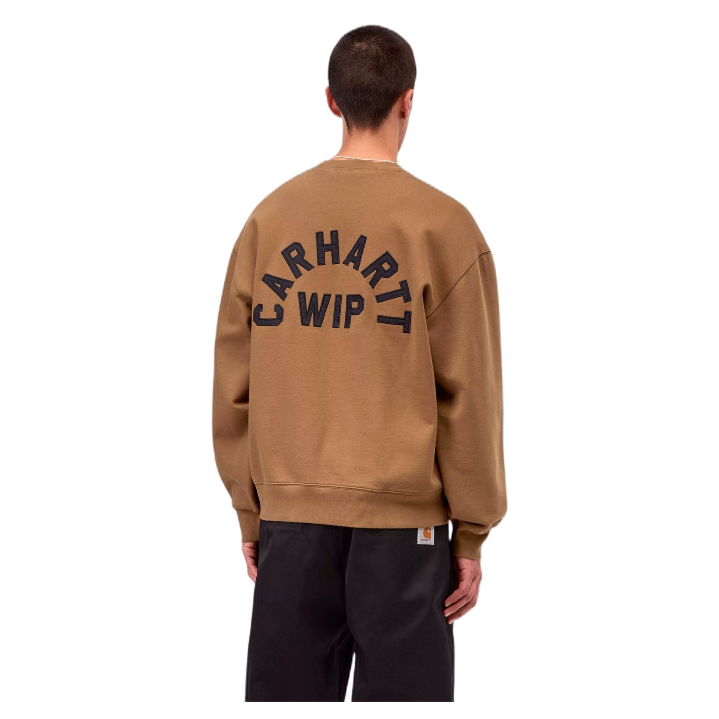 Felpa Carhartt Wip Arch Script Sweat - WIP H Brown / Black Stone Washed