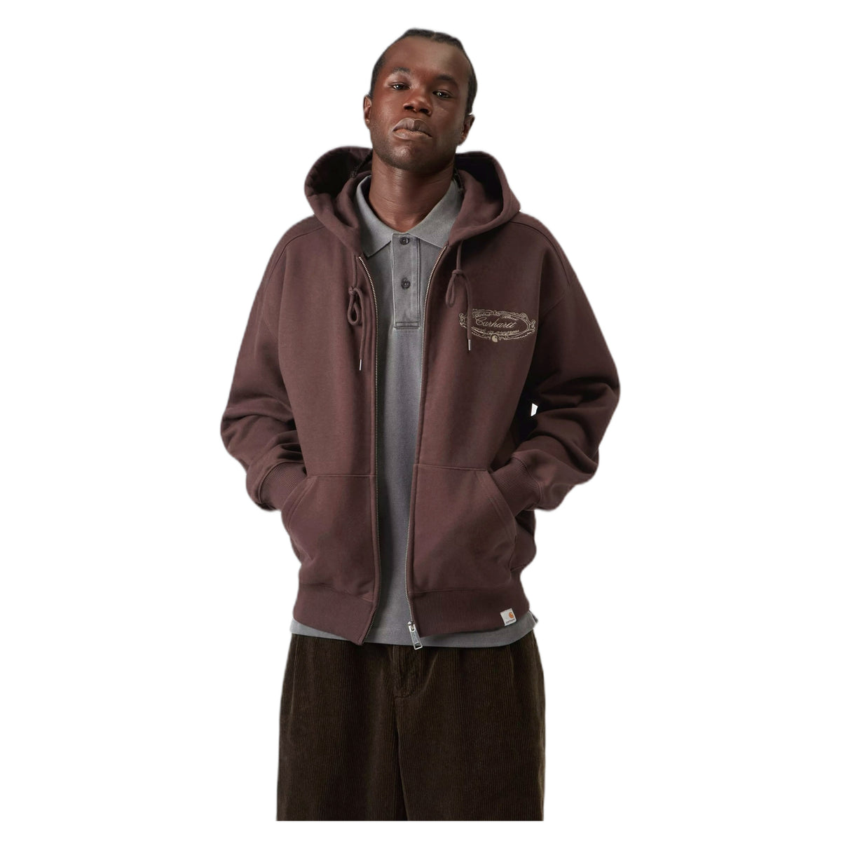 Felpa Carhartt Wip Hooded Chez WIP Jacket - Palisander / Grey