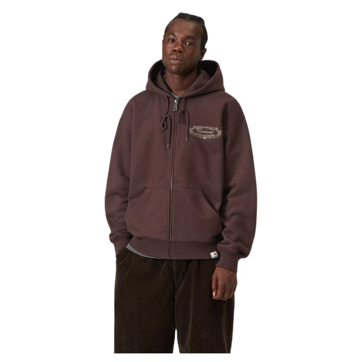 Felpa Carhartt Wip Hooded Chez WIP Jacket - Palisander / Grey