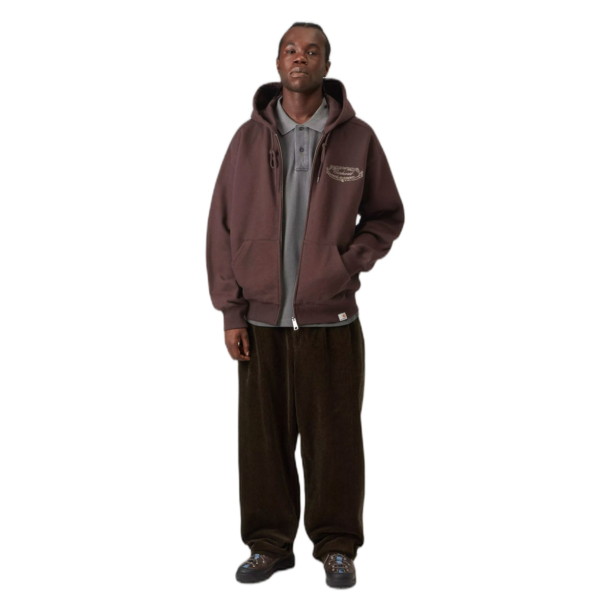 Felpa Carhartt Wip Hooded Chez WIP Jacket - Palisander / Grey