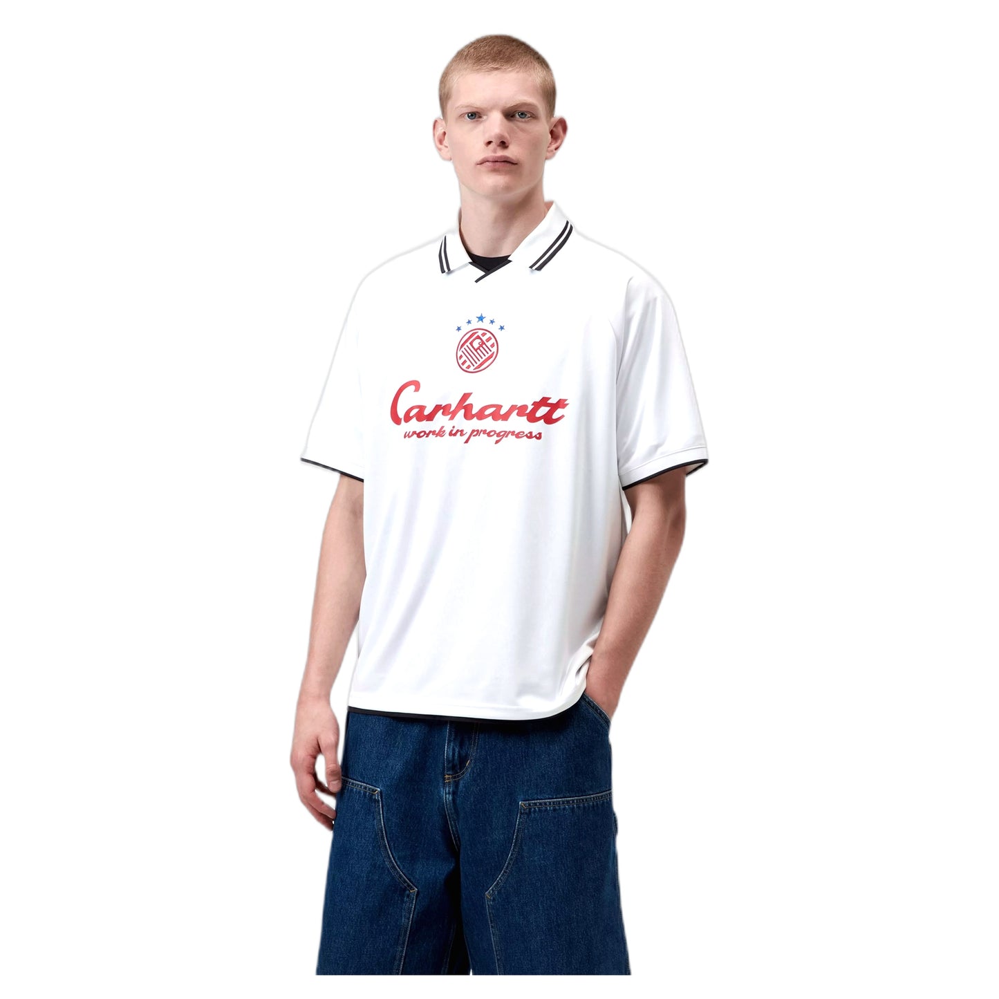 T-Shirt Carhartt Wip S/S Terrace Football T-Shirt Heart Train Jacquard - White
